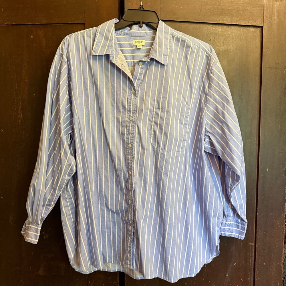 J. Crew Blue and White Casual Button Down Shirt